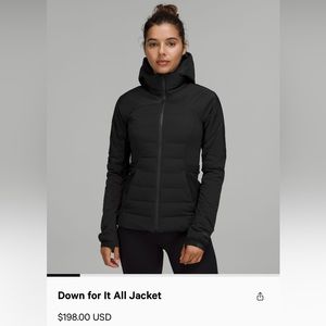 Lululemon Down For It All Running and Workout Jacket Puffer, NWOT perfect